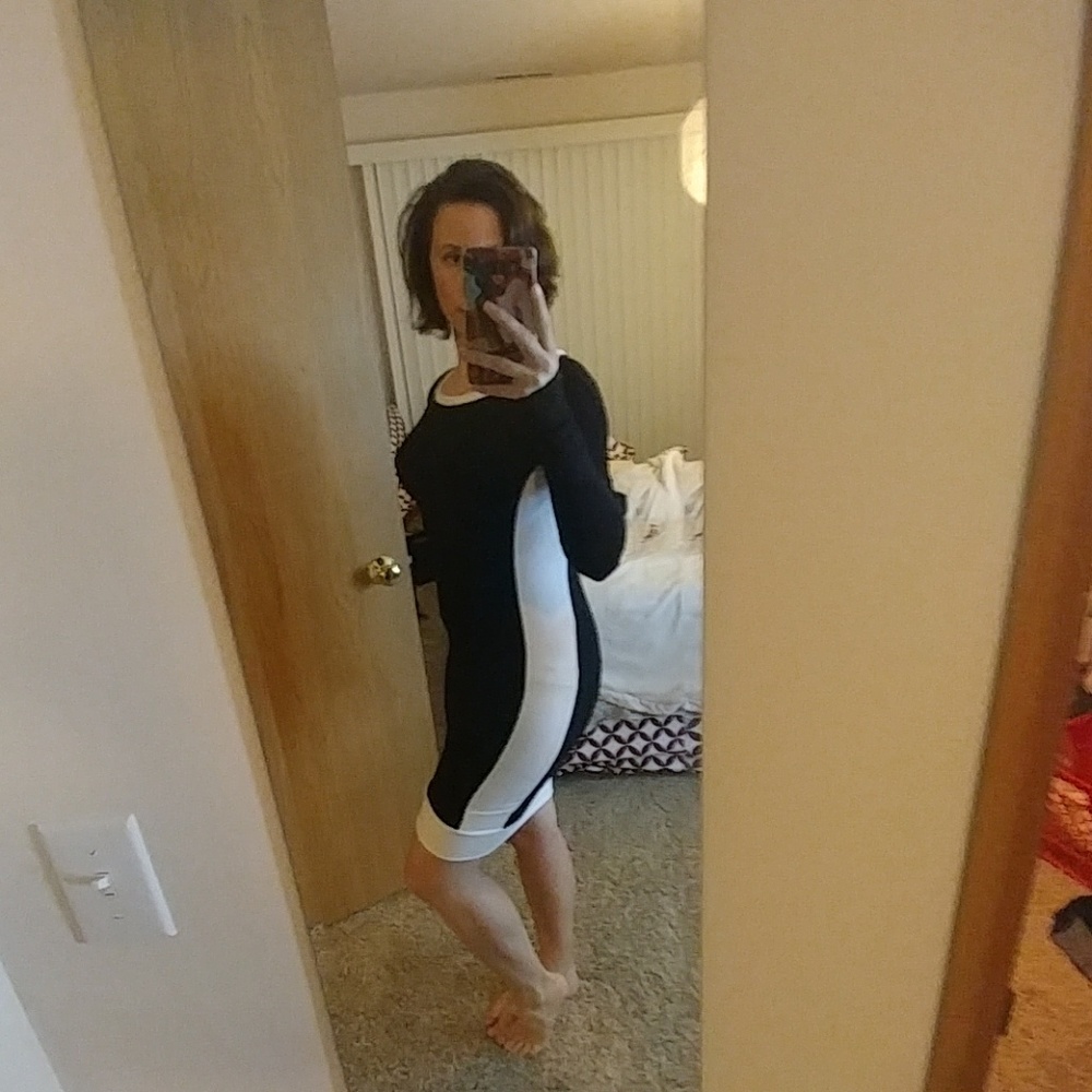 ***SOLD***Elegant form fitting Color Block Dress - Picture 2 of 4